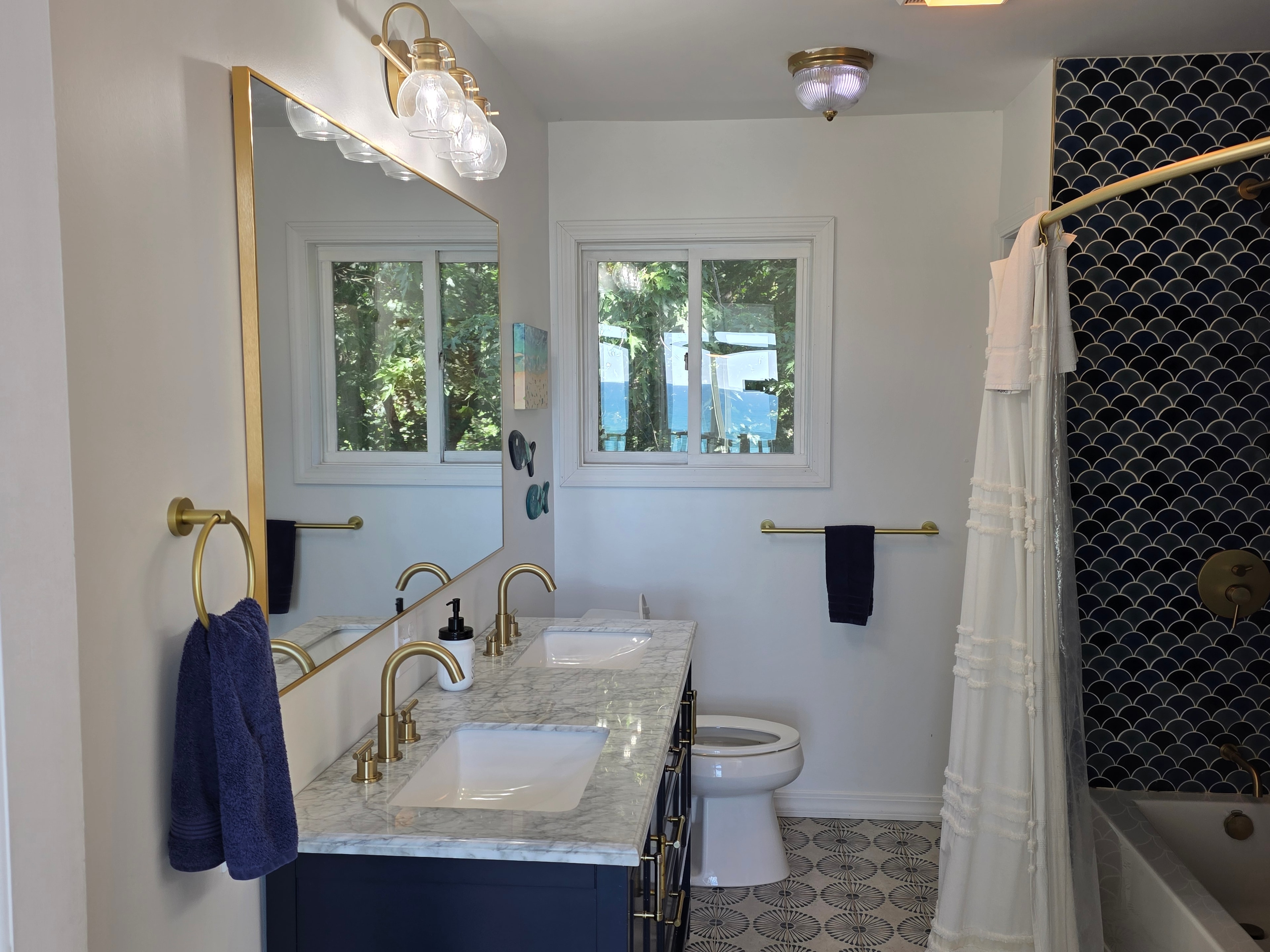Bathroom with dual vanity